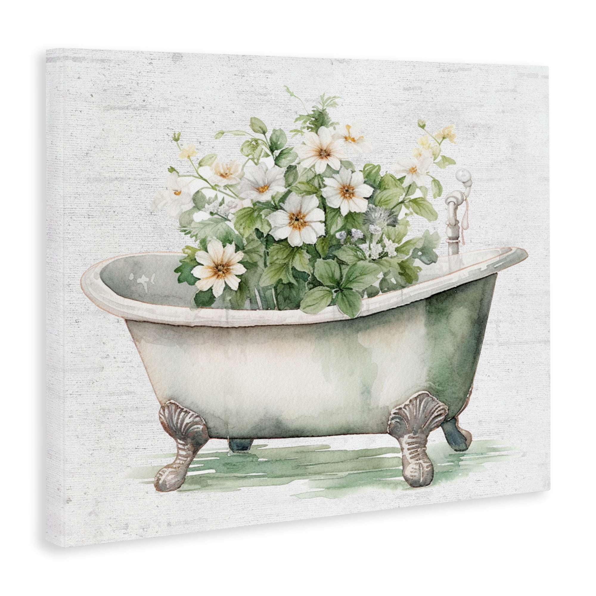 Boho Tub with Daisies Canvas Wall Art, design by Lettered and Lined