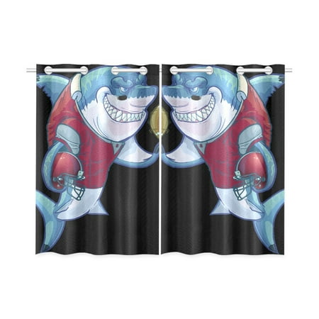 Mkhert Shark American Football Window Curtains Kitchen