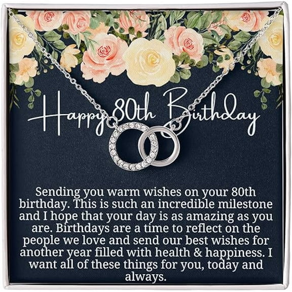 80th Birthday Gift for Women, 80th Birthday Gift for Mom, 80th Birthday Necklace for her, 80 Year Old Birthday Gift With Message Card
