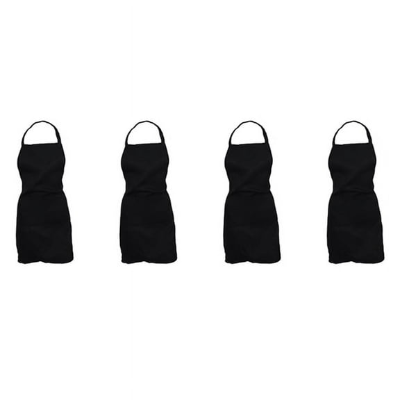 4X Plain Apron with Front Pocket Kitchen Cooking Craft Baking Black