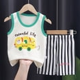 thumbnail image 2 of CAUYDY Toddler Baby 4T-7Y Infant Boy Summer Loungewear Pajamas Sleepwear for Little Boys 2Pcs Soft Sleeveless Shirt + Adorable Shorts 3-18M Kids Clothes (Sizes 3-9 Months,P5-White), 2 of 4