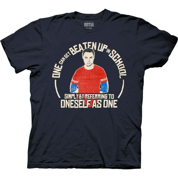 Big Bang Theory Sheldon Beaten Up in School Men's T-Shirt, Large