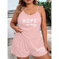 thumbnail image 4 of Gynyvoja Women Plus Size " Not Today" Spaghetti Strap Top and Shorts Loungewear Set Casual Sleepwear Pink 5XL, 4 of 9