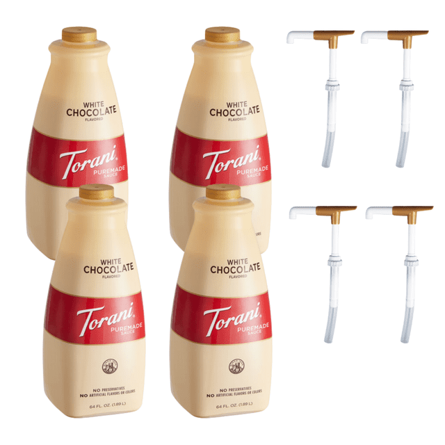 Torani Puremade White Chocolate Flavoring Sauce 64 fl. oz. Bonus Squeeze Pump