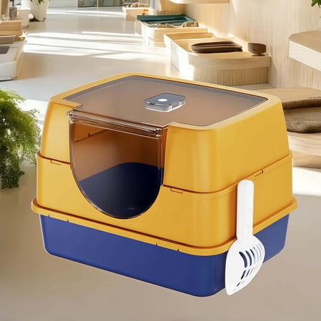 Closed Cat Litter Box Detachable Modular Cat Toilet with Transparent Flip-up Lid Suitable for Pet Stores and Pet Hospitals