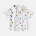 thumbnail image 2 of HUITKMM Easter Shirts for Boys Short Sleeve Button Down Shirt Dinosaur Print Casual Summer Top for Kids, 2 of 8