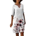 thumbnail image 1 of SMihono Robe d'Été Bohème pour Femmes Grande Taille Mode Féminine Col en V Manches Mi-Longues Robe Pull Imprimée, 1 of 4