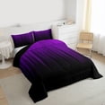 thumbnail image 3 of jejeloiu Modern Geometric Stripes Twin Comforter Sets,Neon Purple Black Bedding Set For Girls Kids Reversible 2pcs, 3 of 8