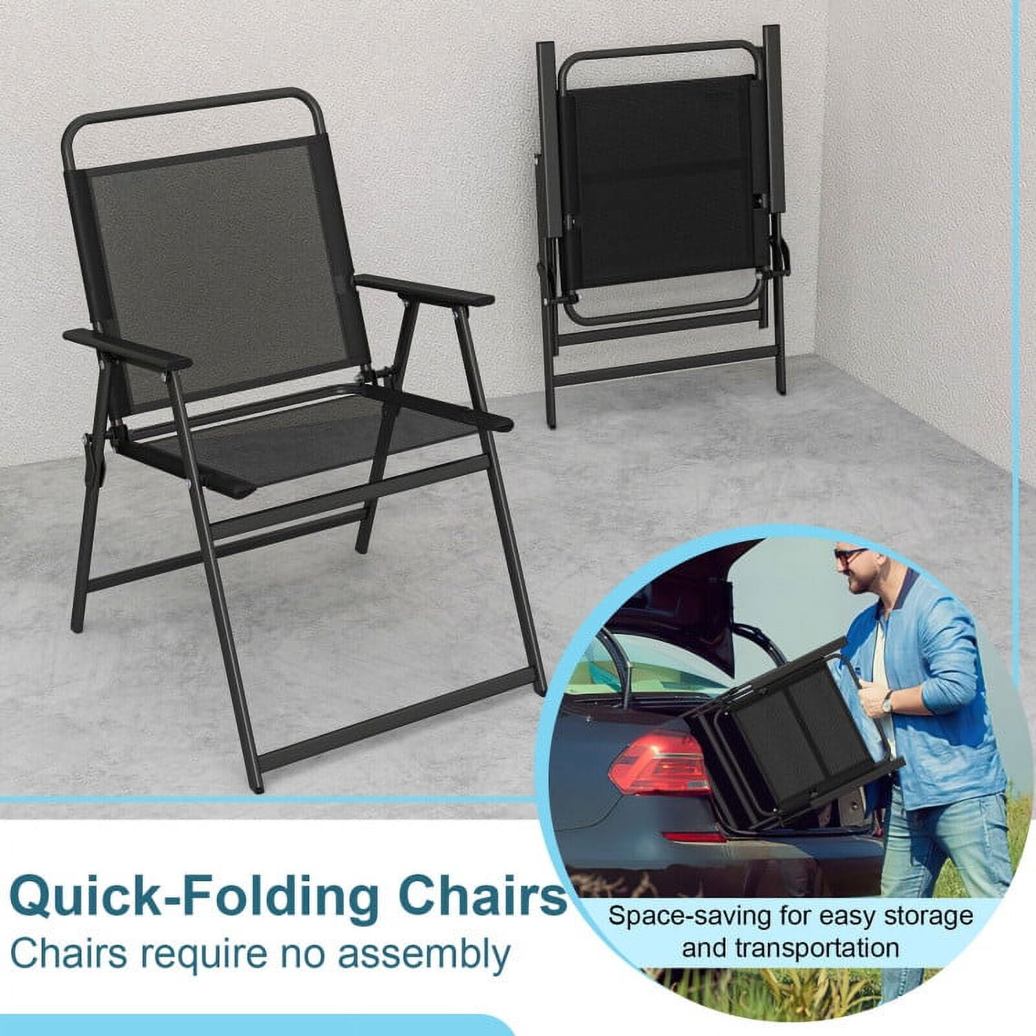 Aimee Lii 3 Pieces Patio Folding Conversation Chairs and Table, Patio Sectional Furniture Set, Black Aimee Lii 3 Pieces Patio Folding Conversation Chairs and Table, Patio Sectional Furniture Set, Black