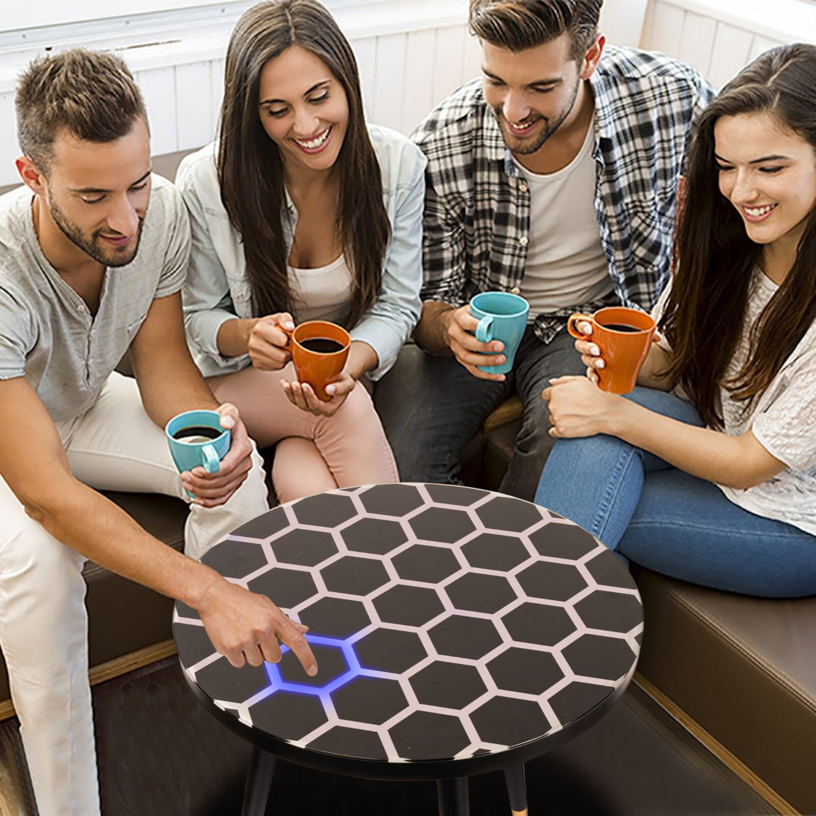 19.7" Interactive LED Touch Cocktail Table, RGB Glowing Centerpiece, Rechargeable Modern Drink Stand for Home Bar, Game Room, Parties & Entertainment