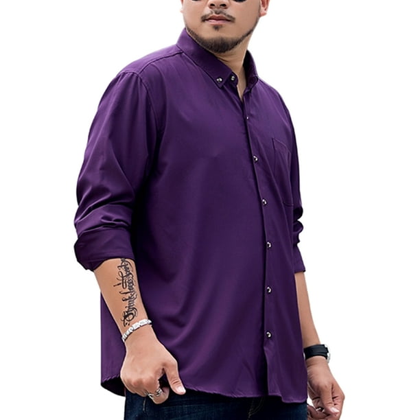 MAWCLOS Men Tops Long Sleeve Shirts Button Down Tunic Shirt Casual