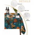thumbnail image 2 of Orange Green Spring Floral Table Cloth, Waterproof Tablecloth for Square Tables, Vintage Botanical Summer Flower Reusable Washable Fabric Table Cover for Restaurant Kitchen Dining Tables 54"x54", 2 of 9