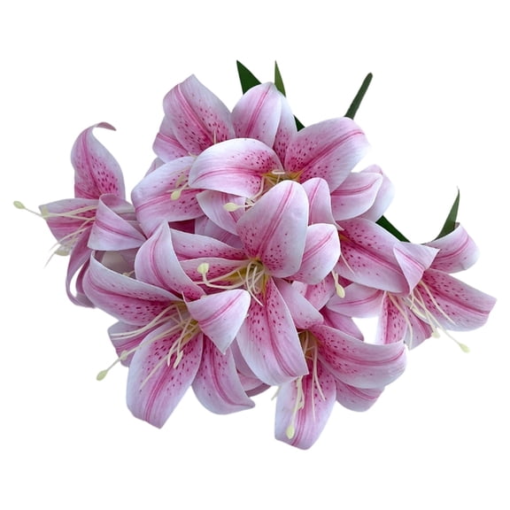 10 Head Artificial Lily Bouquet Yellow Realistic Silk Flowers Wedding Home Office Garden Decor