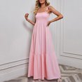 thumbnail image 2 of Rovga Women Casual Holiday Beach Long Dress Solid Color Off-Shoulder Strap Waist Long Dress Stylish Dailywear, 2 of 9
