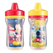 Disney Mickey Mouse Insulated Hard Spout Sippy Cups With One Piece Lid, 9 Oz, 2 Pk