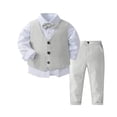 thumbnail image 4 of CPNG Toddler Baby Boys Toddler Gentleman Kids Dress Outfits Long Sleeve Suit Clothing Shirt Vest Pant Bow Tie Baby Set(Grey,4-5 Years), 4 of 4