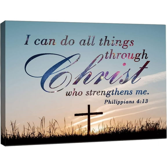 ”I can do all things through christ who strengthens me philippians 4:13. Christian Jesus Canvas Wall Art, Wall Inspirational Quotes Framed Artwork for Church Living Room Bedroom,11"*15"(29x38cm)