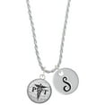 thumbnail image 1 of Delight Jewelry Silvertone Domed Black PT Silvertone Script Initial Disc - S - Charm Necklace, 20"+3", 1 of 4