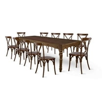 Fruitwood Fluted Leg Farm Table Dining Set with 10 Chairs by Chivari