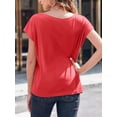 thumbnail image 2 of Womens Boat Neck T-Shirts Cap Sleeve Tops Summer Casual Loose Fit Basic Tees, 2 of 5