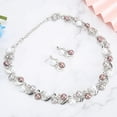 thumbnail image 3 of Conjunto de collar y pendientes de perlas de imitación para mujer, joyería nupcial con diamantes de imitación (blanco plateado), 3 of 13