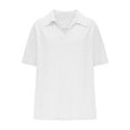 thumbnail image 4 of AherBiu Plus Size Tops for Women Lapel V Neck Short Sleeve Summer Casual Loose Golf Shirts Comfy Blouse, 4 of 7