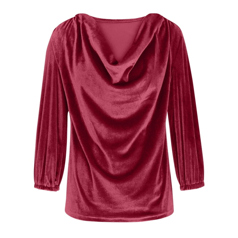 Luxalzxs Velvet Tops for Women Long Sleeve Solid Color Gold Velvet Luxalzxs Velvet Tops for Women Long Sleeve Solid Color Gold Velvet