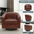 thumbnail image 6 of UIXE PU Leather Swivel Accent Chairs, Modern Upholstered Barrel Club Chair for Bedroom, Round Armchair Single Sofa, Red Brown, 6 of 6