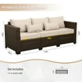 thumbnail image 5 of Outdoor Sofa 3-Seat Patio Wicker Couch with No-Slip Cushioned Furniture Cover, Khaki, 5 of 7