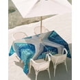 thumbnail image 3 of 60x120 Inch Outdoor Tablecloth with Umbrella Hole Zipper Rectangle Teal Coastal Starfish Rectangular Tablecloths Outside Waterproof Summer Watercolor Ocean Patio Table Cloth Cover for Picnic Party, 3 of 8