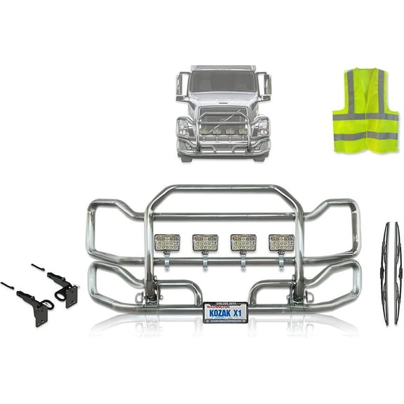 Grille Deer Moose Bumper Guard Compatible with Volvo VNL 2004-2017 - Chrome (Aftermarket)