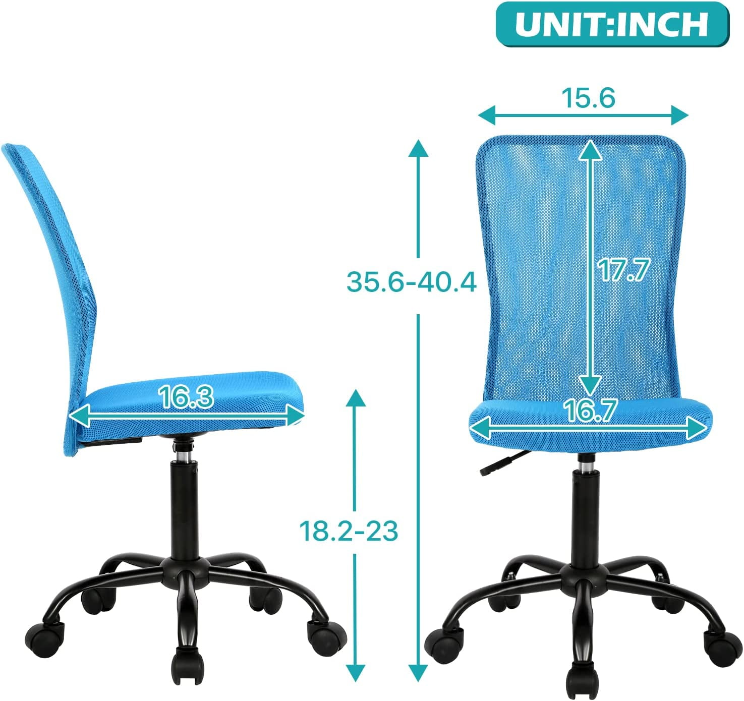 NiamVelo Executive Mesh Office Chair Armless Computer Chairs Adjustable Desk Chair with Lumbar Support for Adults, Blue
