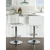 Linon Clayton 24"-32" Gas Lift Adjustable Metal Barstool in White Faux Leather