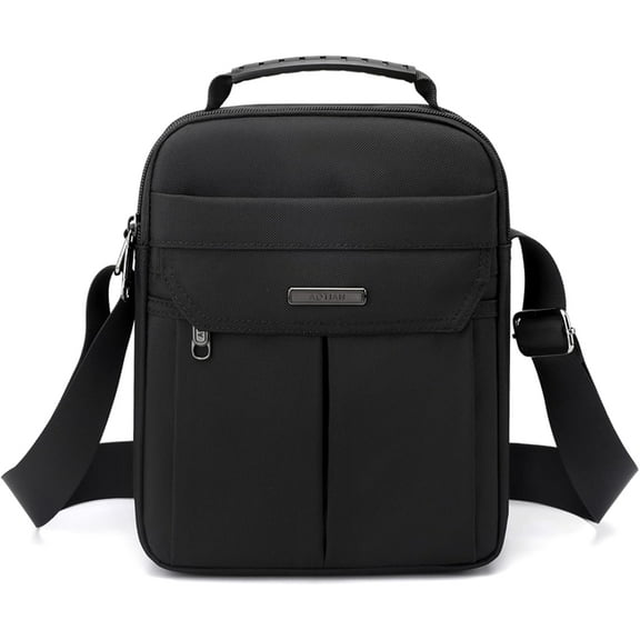 Men's Messenger Bag Small Nylon Crossbody Shoulder Bag Waterproof Casual Black Purse for Work Travel