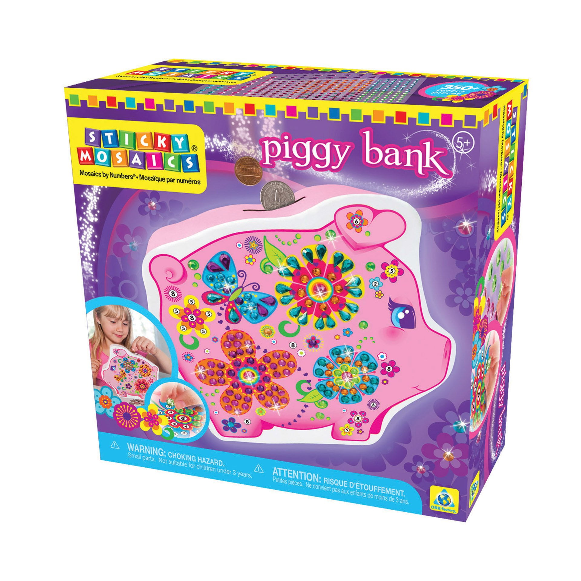 Orb Factory Unicorns Mosaici Appiccicosi, Multicolore, 4 Disegni Scintillanti Con 1400 Gioielli E Piastrine, Per Bambini Dai 4 Anni