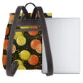 thumbnail image 3 of Xecao Orange Lemon Print Large Backpack Soft Leather for Women Travel with Compartment, Adjustable Convertible Strap, 3 of 4