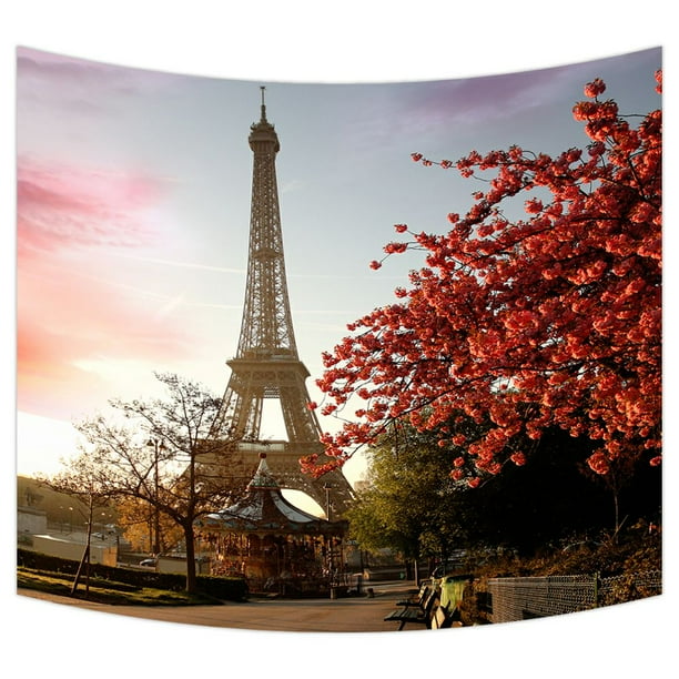 ZKGK Paris Eiffel Tower Tapestry Wall Hanging Wall Decor Art for Living