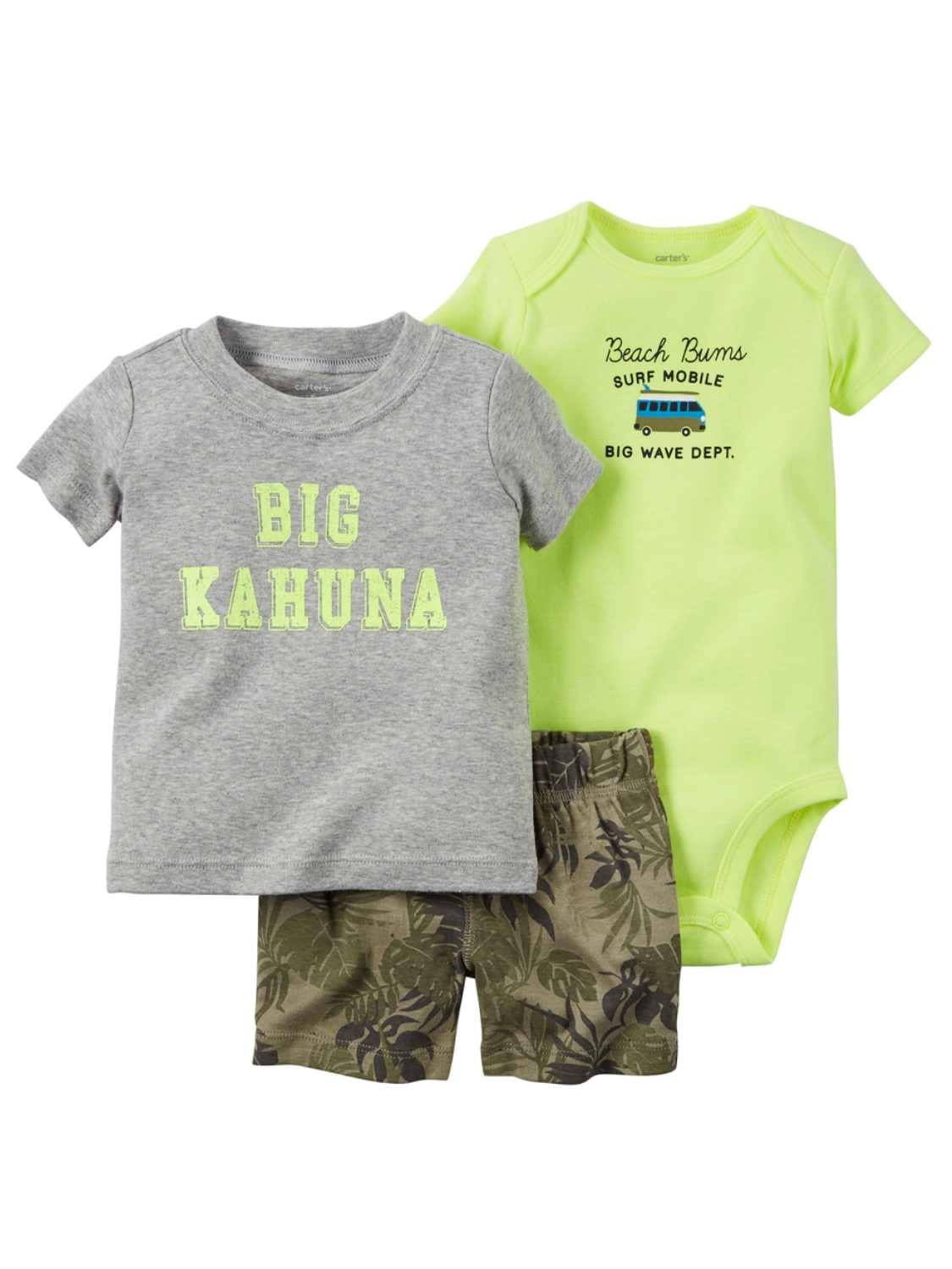 Carter's Baby Boys 3 Piece Tee Shorts Set Big Kahuna/Beach Bums 3 Months 