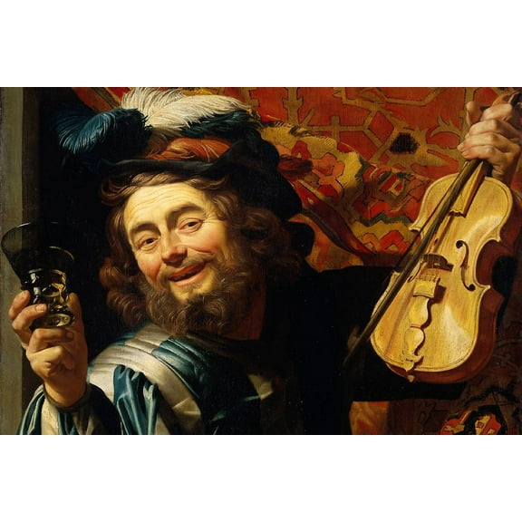 24x36 gallery poster, The Happy Fiddler, by Gerard van Honthorst 1623
