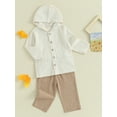 thumbnail image 3 of Faithtur Boys Autumn 2PCS Pants Sets Solid Color Long Sleeve Button Hooded Tops and Elastic Band Pants Sets, 3 of 9