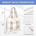 thumbnail image 3 of Single Shoulder Commuter Canvas Bag Large Capacity Can Be Carried Or Shoulder Storage For Daily Shopping Trips Beige Checked Hand-Drawn Sketch_2, 3 of 7