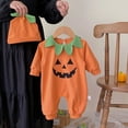thumbnail image 5 of Weebloom Halloween Baby Rompers Girl Jumpsuit Long Sleeve Pumpkin Outfit With Hat Infants Toddlers Funny Outfits 0-3 Months, 5 of 9