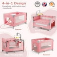 thumbnail image 2 of Baby Bassinet, Caveen 5 in 1 Baby Playard with Bassinet, Portable Bedside Sleeper Baby Crib, with Removable Changing Station & Storage Organizer, Pink, 2 of 7