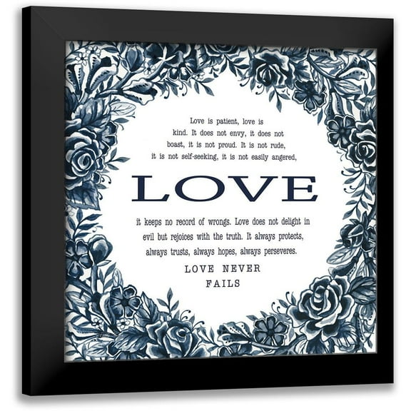 Jacobs, Cindy 12x12 Black Modern Framed Museum Art Print Titled - Love is Patient