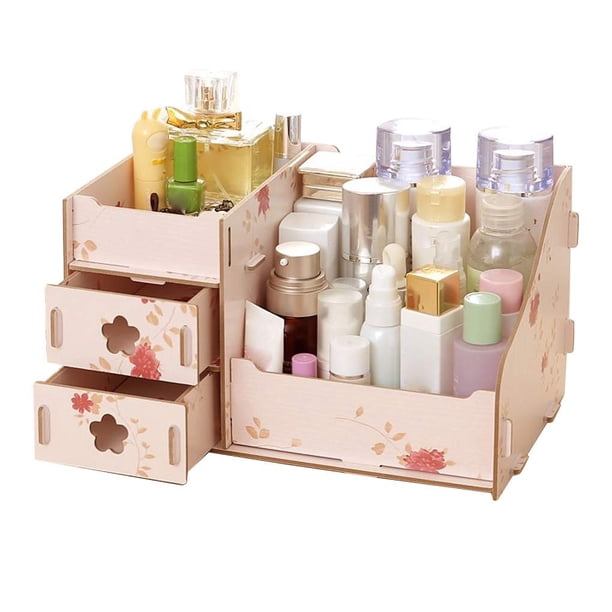 Caja de almacenamiento de escritorio de madera Organizador de suministros de oficina multifuncional Estuche cosmético adorable Methold JJ14122-07B