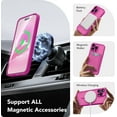 thumbnail image 3 of Magnetic for iPhone 15 Pro Case, [Compatible with MagSafe] [Full Camera Protection] Shockproof Protective Slim Translucent Matte Phone Case for iPhone 15 Pro 6.1'', Shocking Pink, 3 of 14