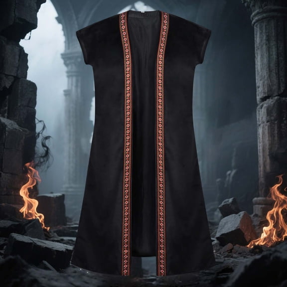 FASHOFT Adult Renaissance Pirate Halloween Long Embroidered Vest Cosplay Outfit Stage Performance Theme Party Fancy Dress Up Halloween L