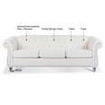thumbnail image 4 of Holaki 84" Fabric Rolled Arm Chesterfield 3 Seater Sofa, White, 4 of 14
