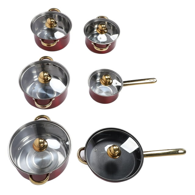 Kitchen Cooking Cookware Set, Stainless Steel Pot Set Multifunctional Comfortable Handle for Kitchen