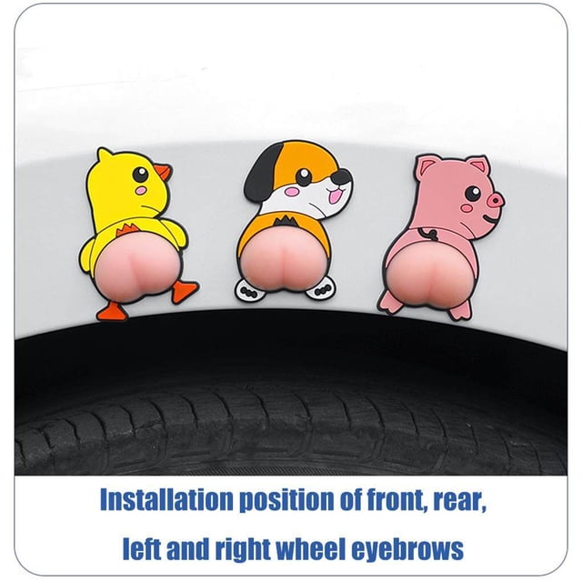 2Pcs Car Anti-Collision Stickers PVC Cute Cartoon Animal Car Door Bumper Protector Sticker 3D Silicone Butt Car Anti-Scratch Stickers Type 4